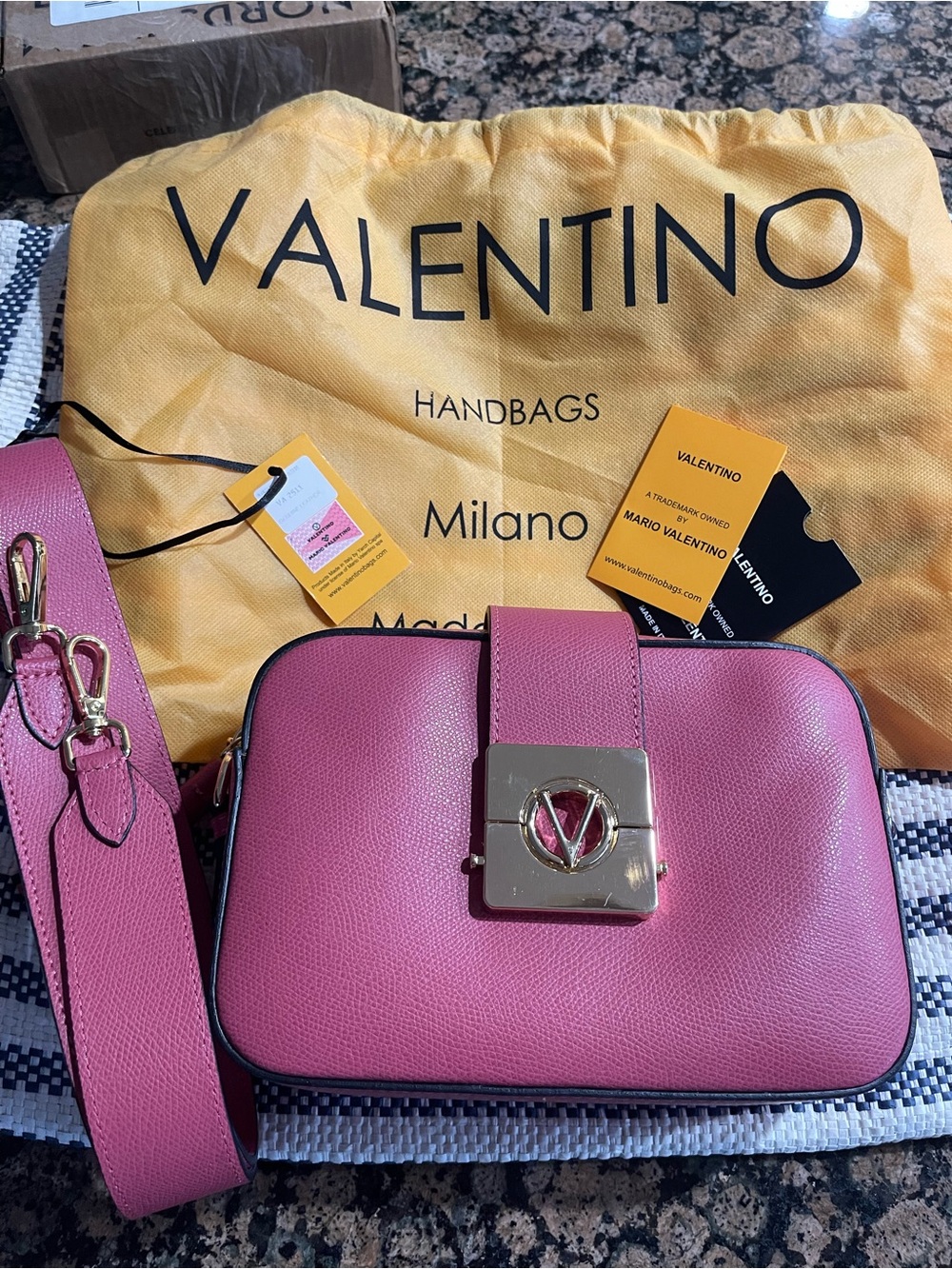 Valentino By Mario Valentino Pink Crossbody Bag with Gold Hardware